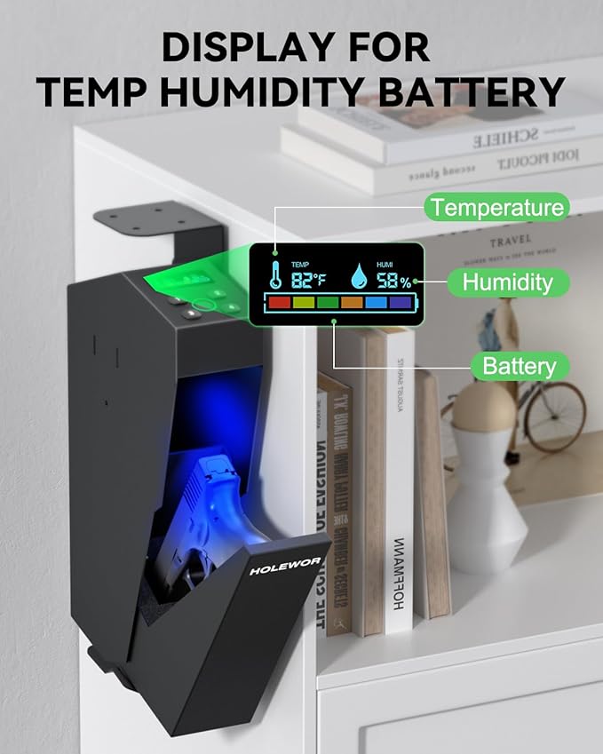 Gun Safe Biometric Pistol Safe Fingerprint Drop Down Mount Handgun Safe Under - Image 4