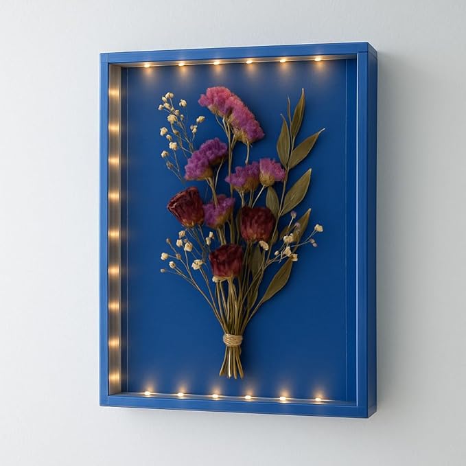 Dried Flowers Shadow Box with LED Light Dimmable Changeable Pictures Display - Image 2