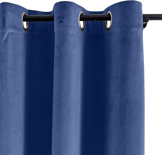 ChadMade Blackout Lined Premium Velvet Curtain Ocean Blue 72Wx102L Inch - Image 2