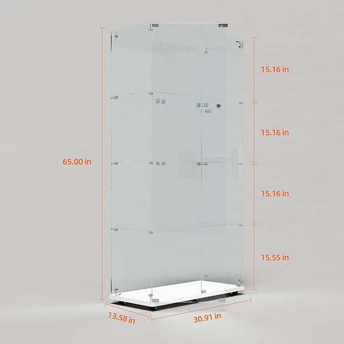 Yoluckea 4-Tier Glass Display Cabinet - Image 2