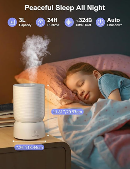 CLEVAST Smart Humidifiers for Bedroom, Top Fill 3L Cool Mist Quiet Ultrasonic - Image 2