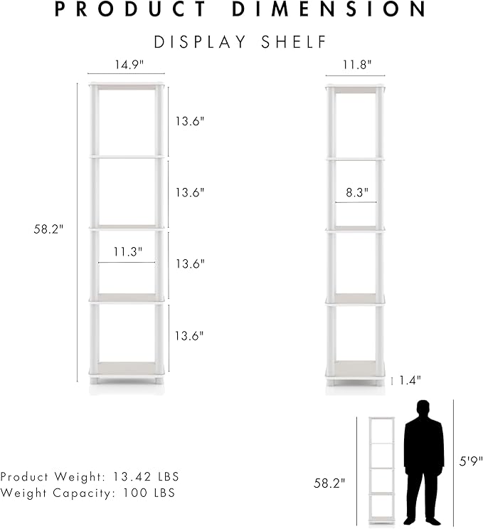 Homes: Inside + Out Apexa Modern 5-Tier Narrow Shelving Units, Collectibles - Image 3