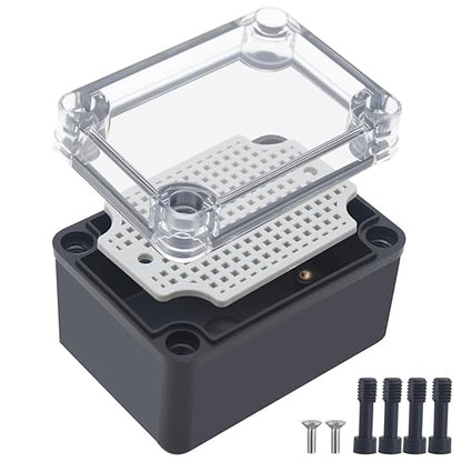 Junction Box, IP67 Waterproof ABS Black Project Box Clear Cover by Otdorpatio