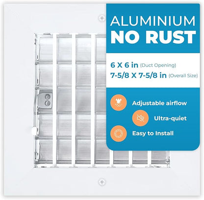Aluminum 6 x 6 Inch Air Vent Covers Wall AC Grille – Premium Register Vent by Air360