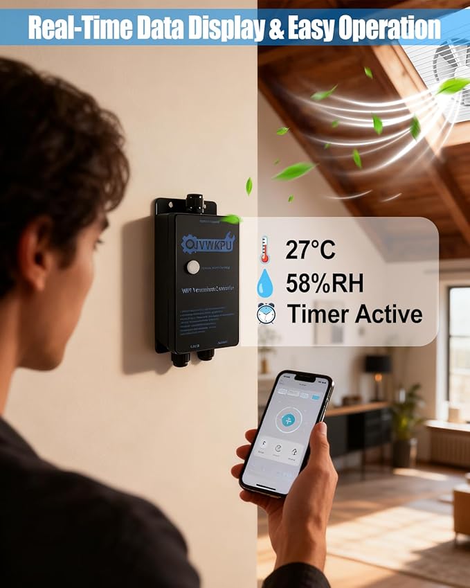 Temperature and Humidity Exhaust Fan Switch, Auto On/Off by Temp & Humidity - Image 4