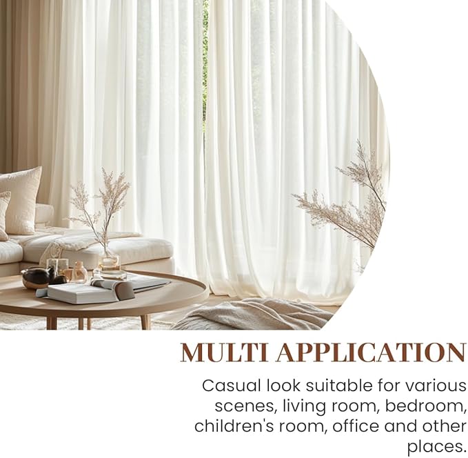 Dreaming Casa Taupe Sheer Curtains 96 Inches Long, Rod Pocket & Back Tab Light - Image 5