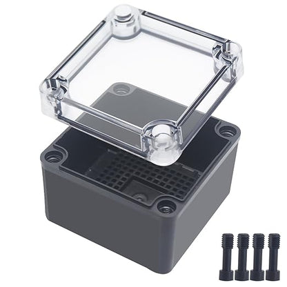 Junction Box, IP67 Waterproof ABS Black Project Box Clear Cover by Otdorpatio