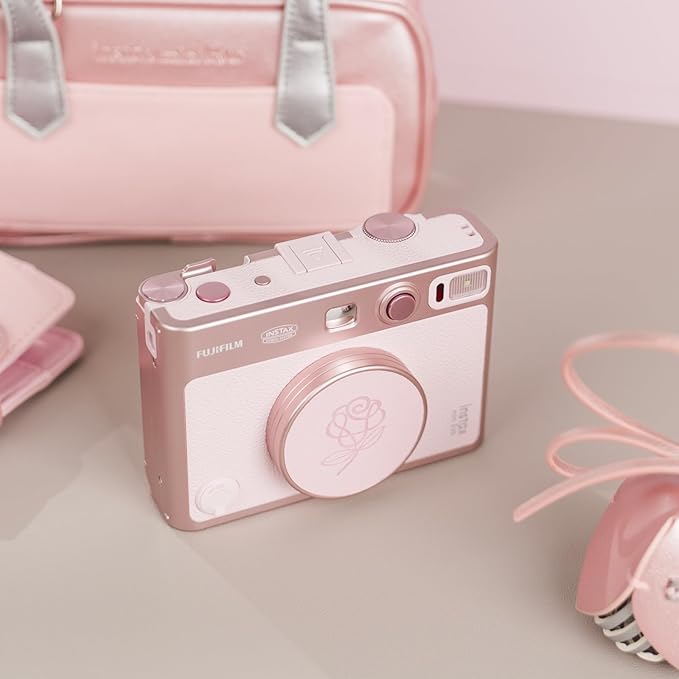 Pink Lens Cap for Fujifilm Insta Mini EVO, Retro Leather Aluminum Anti-Dust - Image 8