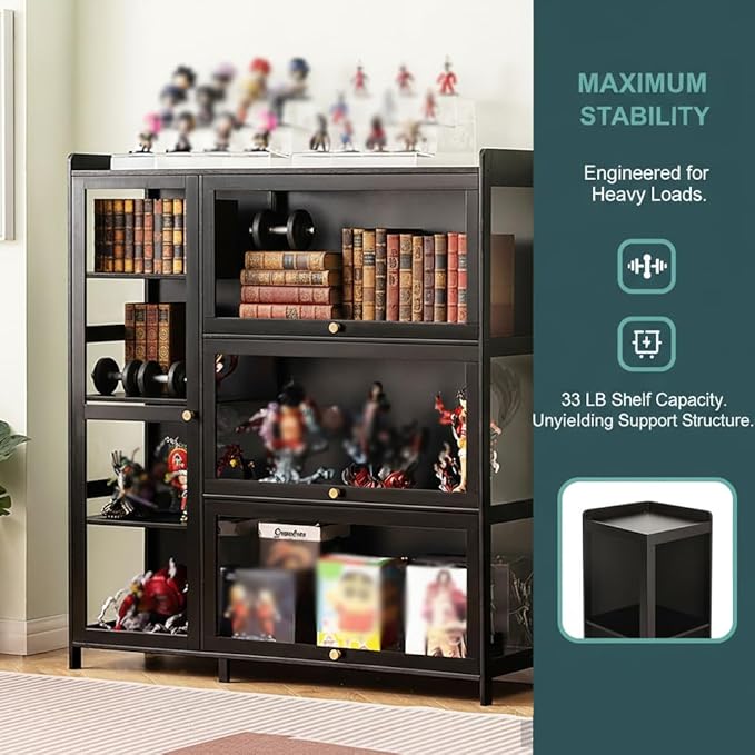 Display Cabinet with Acrylic Doors, 7 Storage Spaces Storage Cabinet & Curio - Image 5