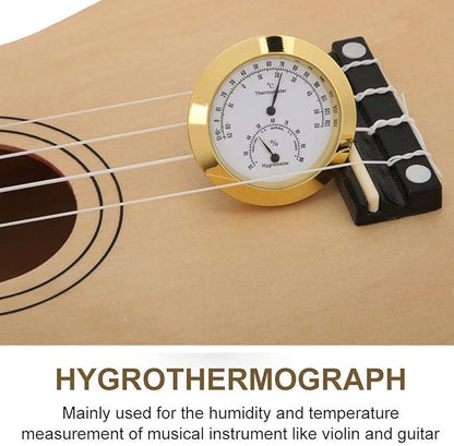 Tbest Guitar Analog Hygrometer, Round Alloy Digital Thermometer Hygrometer - Image 7