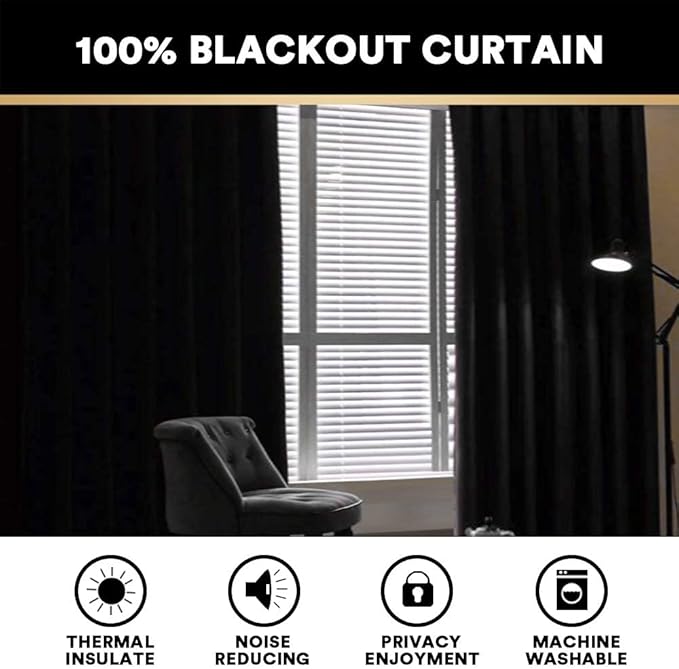 PrinceDeco Blackout Curtains for Bedroom 100% Blackout Thermal Insulated - Image 2