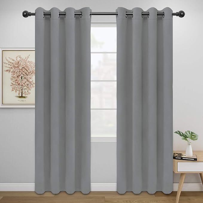 Easy-Going Blackout Curtains for Bedroom, Solid Thermal Insulated Grommet and by Easy-Going