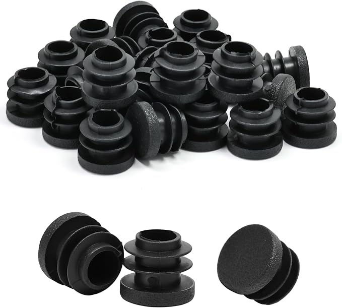 5/8" Plastic Hole Plugs Black -Round Chair Leg Caps, Flush Mount Pipe Plugs by EASYEAH