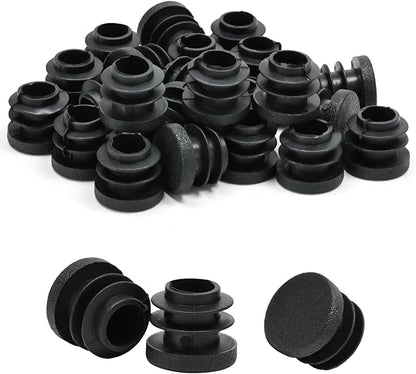 5/8" Plastic Hole Plugs Black -Round Chair Leg Caps, Flush Mount Pipe Plugs by EASYEAH