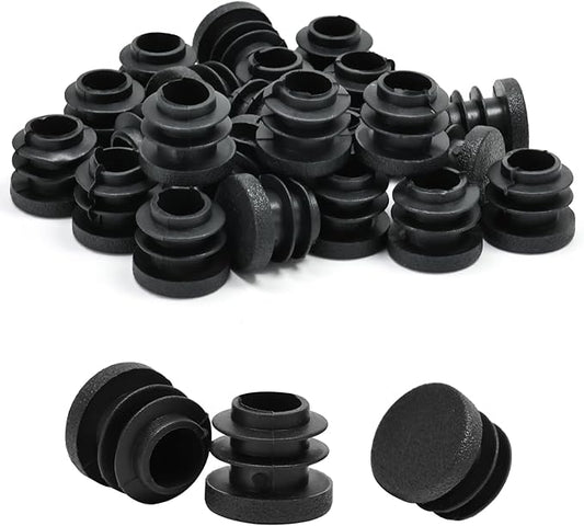 5/8" Plastic Hole Plugs Black -Round Chair Leg Caps, Flush Mount Pipe Plugs by EASYEAH