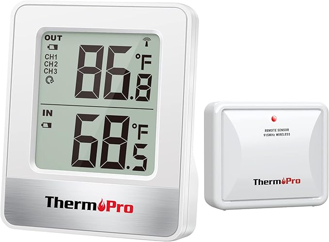 ThermoPro Indoor Outdoor Thermometer Wireless 500FT, Outside Greenhouse by ThermoPro