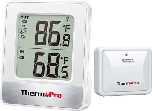 ThermoPro Indoor Outdoor Thermometer Wireless 500FT, Outside Greenhouse by ThermoPro
