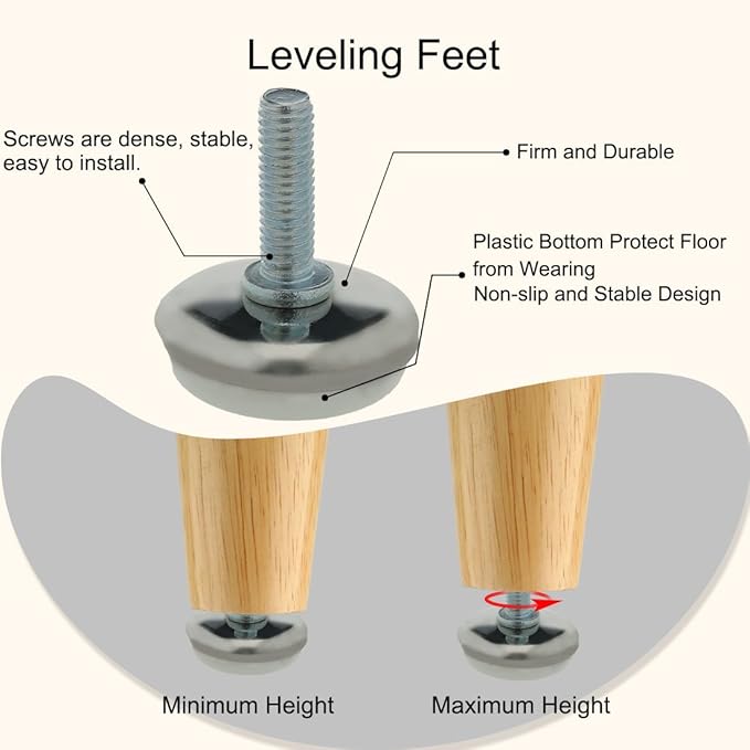 uxcell M6 x 20 x 30 Screw on Furniture Threaded Stem Glide Leveling Feet - Image 4