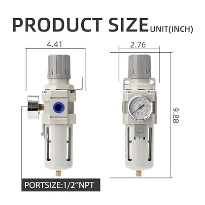 Air Compressor Water Separator Filter 1/2" NPT 150 PSI, Compressed Filter - Image 3