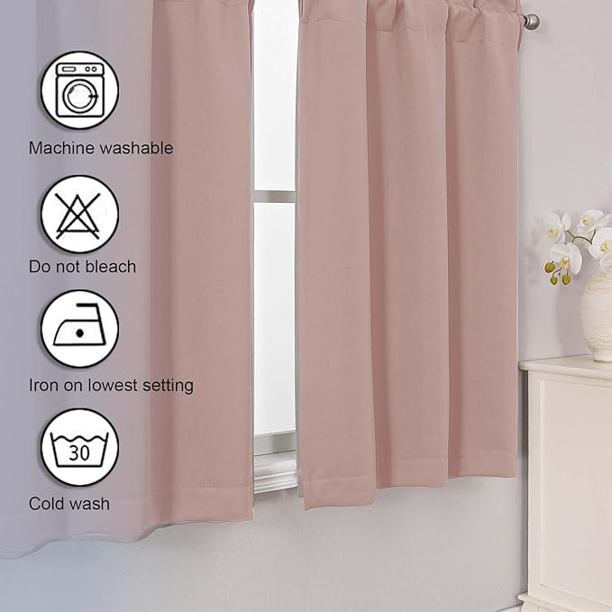 Chyhomenyc Blush Pink Short Blackout Curtains 30 Inch Length, Small Kitchen - Image 7
