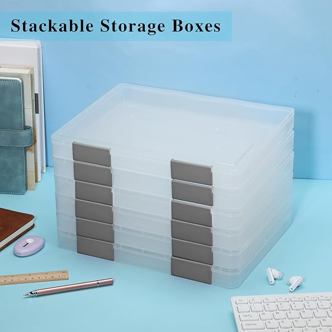 PerKoop 6 Pcs Clear Paper Storage Box A4 Plastic File Box Document Paper - Image 6