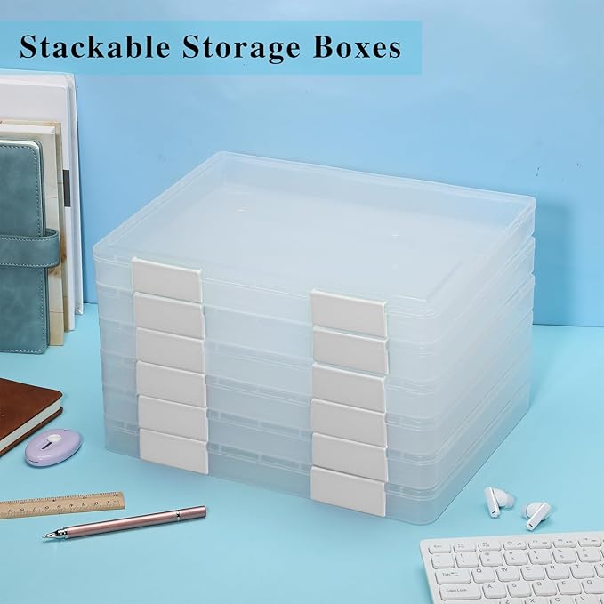 PerKoop 6 Pcs Clear Paper Storage Box A4 Plastic File Box Document Paper - Image 6