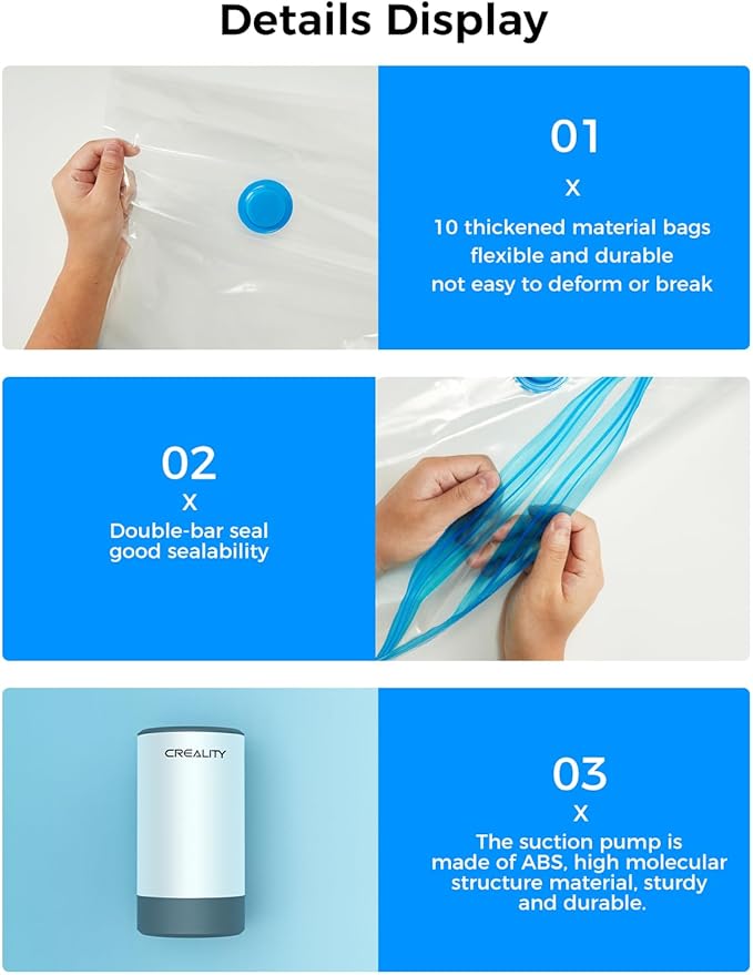 Creality Filament Vacuum Storage Kit, Automatic Pump, Premium Cleaning Drying - Image 6