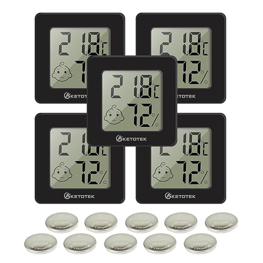 KETOTEK 5 Pack Digital Hygrometer Indoor Thermometer Mini Temperature and by KETOTEK