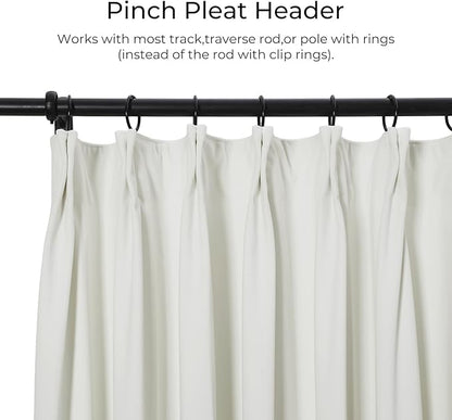 TWOPAGES Luxury Velvet Curtain Pinch Pleated Off White Curtain 108 inch Long - Image 2