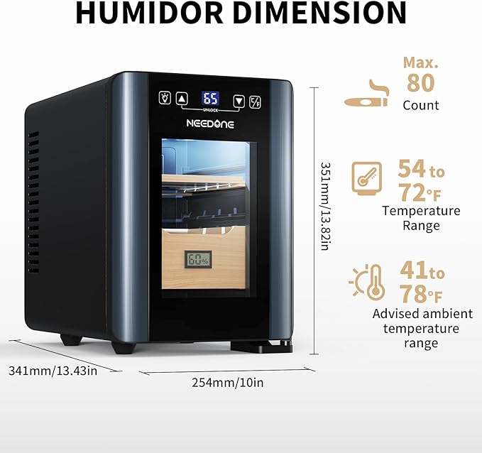 NEEDONE Cigar Humidor 8L with Heating & Cooling Control, Quiet Thermostatic - Image 9