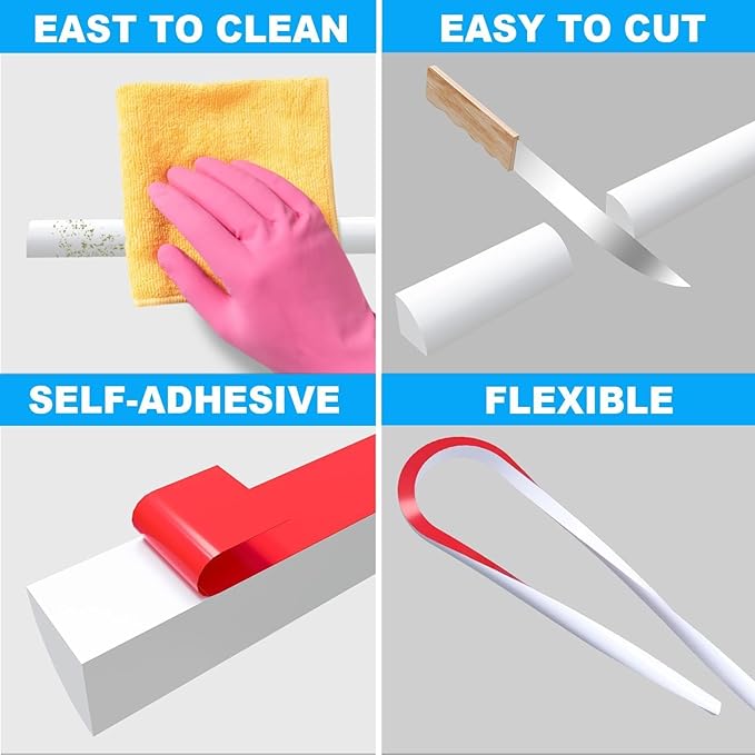 Duzzy 118 Inch Flexible Quarter Round Molding, Silicone Rubber Peel and Stick - Image 5
