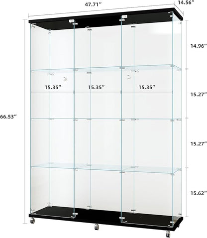 Yoluckea 4 Shelves Glass Display Cabinet Extra Large, Curio Collection Glass - Image 2