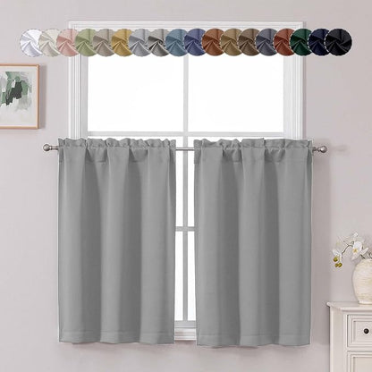 Chyhomenyc Silver Grey Short Blackout Curtains 36 Inch Length, Small Kitchen by Chyhomenyc