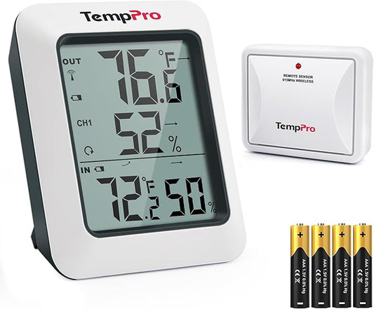 TempPro TP60 Digital Hygrometer Outdoor Thermometer Wireless Temperature and by ThermoPro