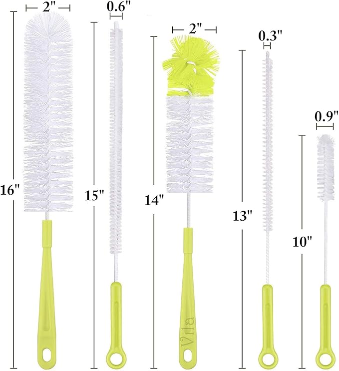 Vila 5-Pack Reusable Straw Pipe Cleaner Brush Set, Long Pipe Brush Cleaner Tool - Image 6