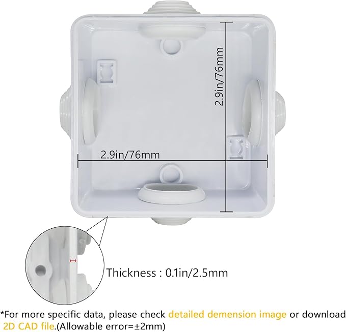 LeMotech Junction Box, ABS Plastic IP55 Water Resistant and Dustproof, - Image 3