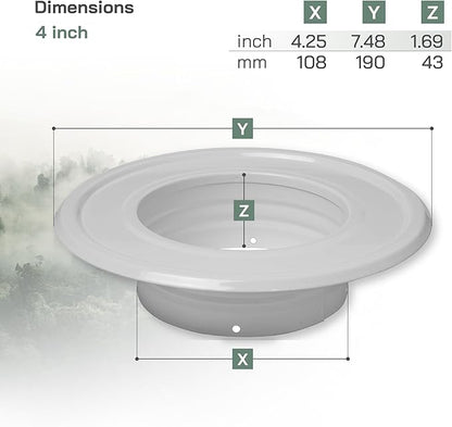 Vent Systems 4" Inch White Duct Connector Flange Plate – Galvanized Steel - Image 2