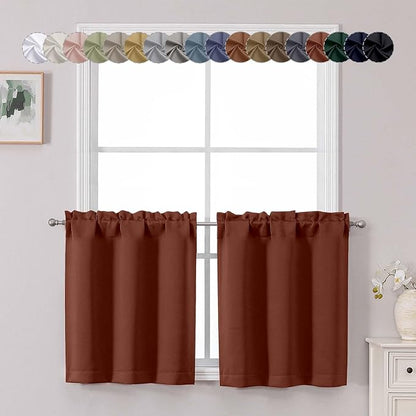 Chyhomenyc Terracotta Short Blackout Curtains 24 Inch Length, Small Kitchen by Chyhomenyc