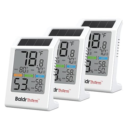 BaldrTherm Room Thermometer Indoor Humidity Meter Solar Powered by BaldrTherm