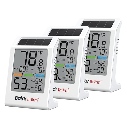 BaldrTherm Room Thermometer Indoor Humidity Meter Solar Powered by BaldrTherm