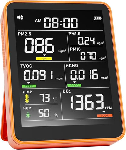 Air Quality Monitor Indoor, 13-in-1 Smart Air Quality Tester by PERFORMANCEGURU
