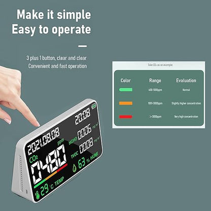 7-in-1 Indoor Air Quality Monitor, Desktop CO2/TVOC/HCHO Detector - Image 6