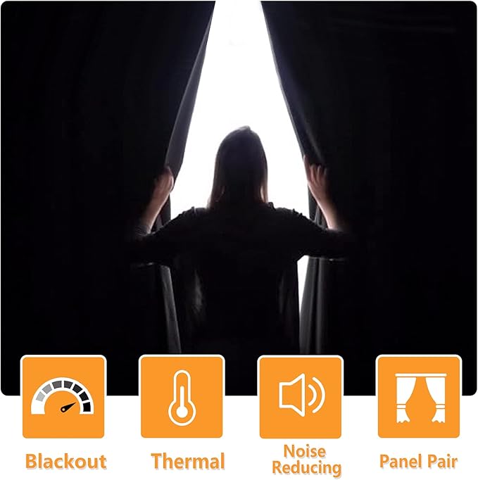 Hiasan Blackout Curtains for Bedroom and Living Room, Light Blocking, Noise - Image 3