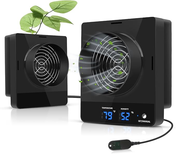 4-Inch Grow Tent Inline Duct Fan, Smart Temperature & Humidity Control by DAOTAILI