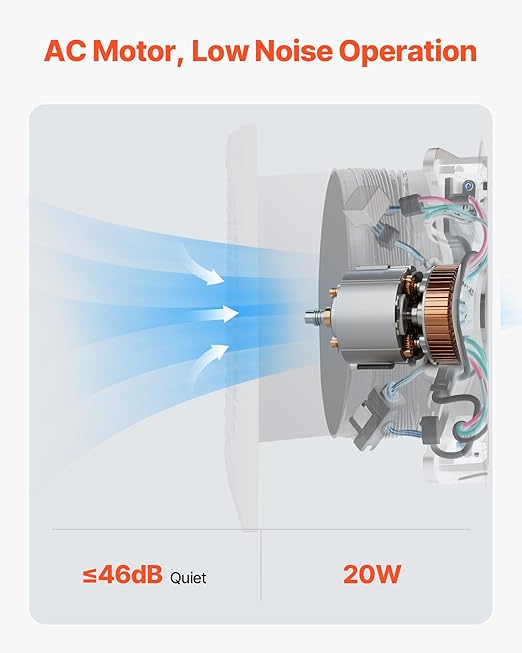 VEVOR Through-the-Wall Ventilation Fan， White Grille, 110 CFM, 6.8" Diameter - Image 3