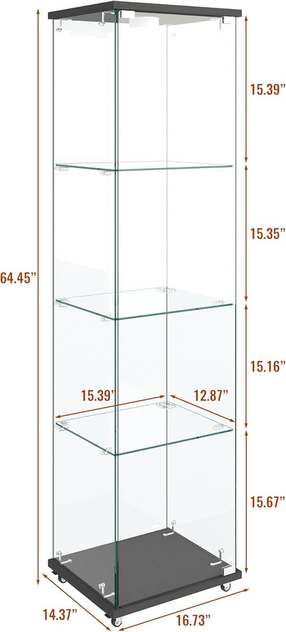 Yoluckea 4-Shelf Glass Display Cabinet - Image 2