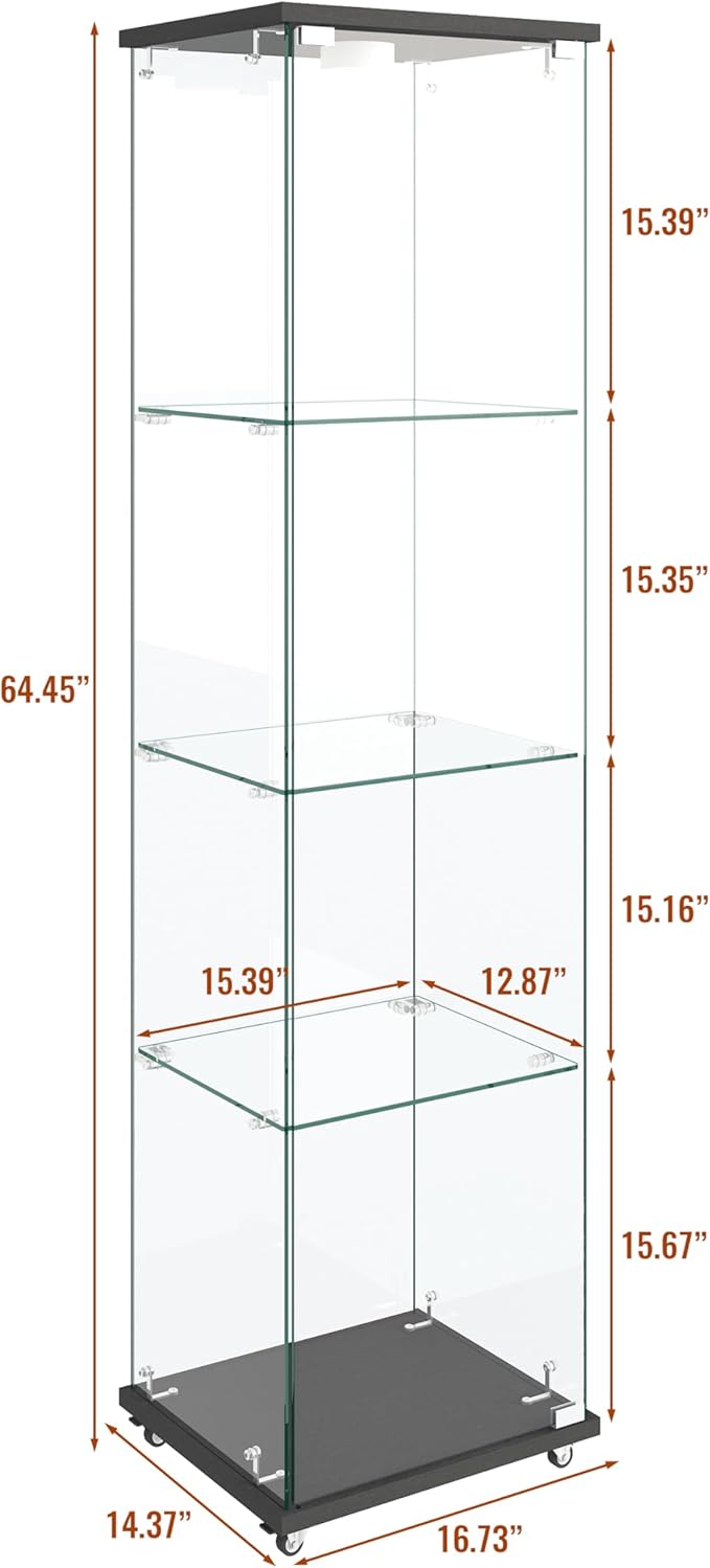 Yoluckea 4-Tier Glass Display Cabinet - Image 2