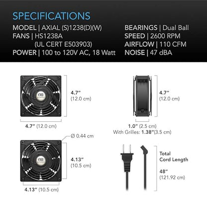 AC Infinity AXIAL S1238, 120mm Muffin Fan - Image 6