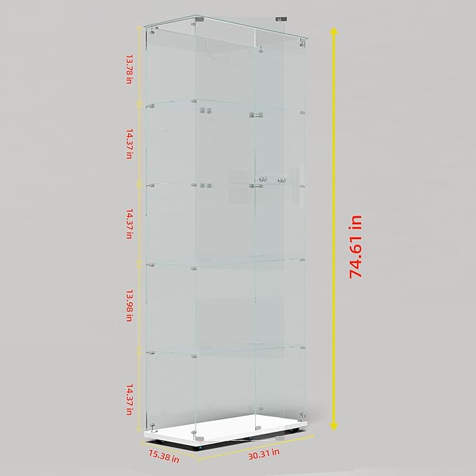 Yoluckea 5 Tiers Glass Display Cabinet - Image 2