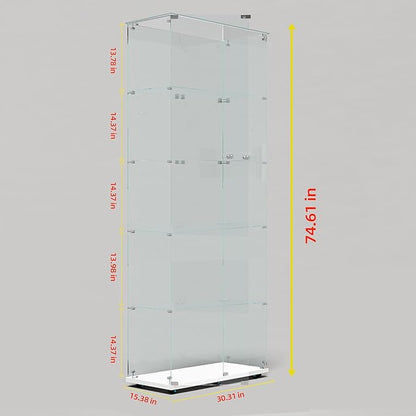 Yoluckea 5-Tier Glass Display Cabinet - Image 2